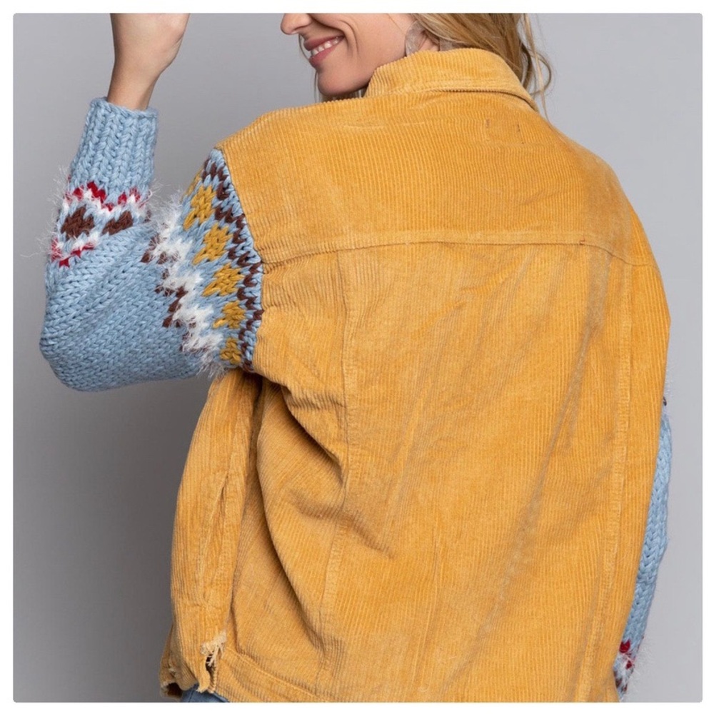Winter Corduroy & Knitted Sleeve Jacket - Picture 6 of 13